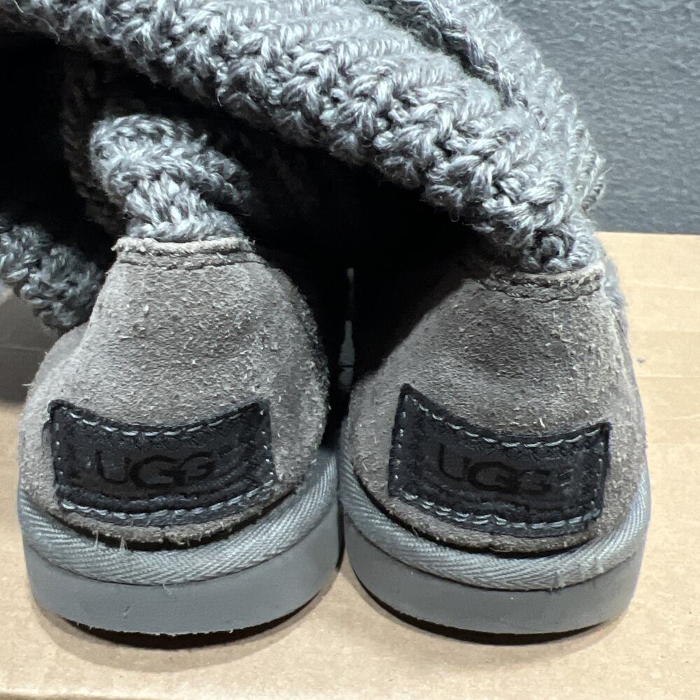 UGG Classic Cardy Boots Gray Knit Uncycled Wool Pull-On Winter 5819 Size 7 - Picture 10 of 14